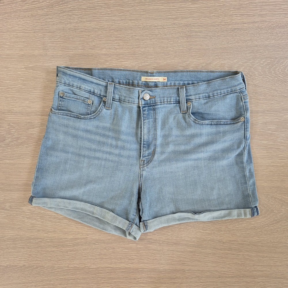 Levi's Light Blue Regular Rise Jean Shorts for Women